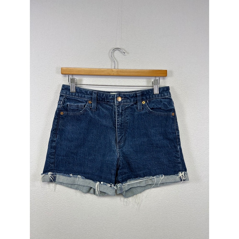 Boho Universal Thread Womens 6/28R Dark Wash Vintage Midi Raw Hem Denim Shorts‎